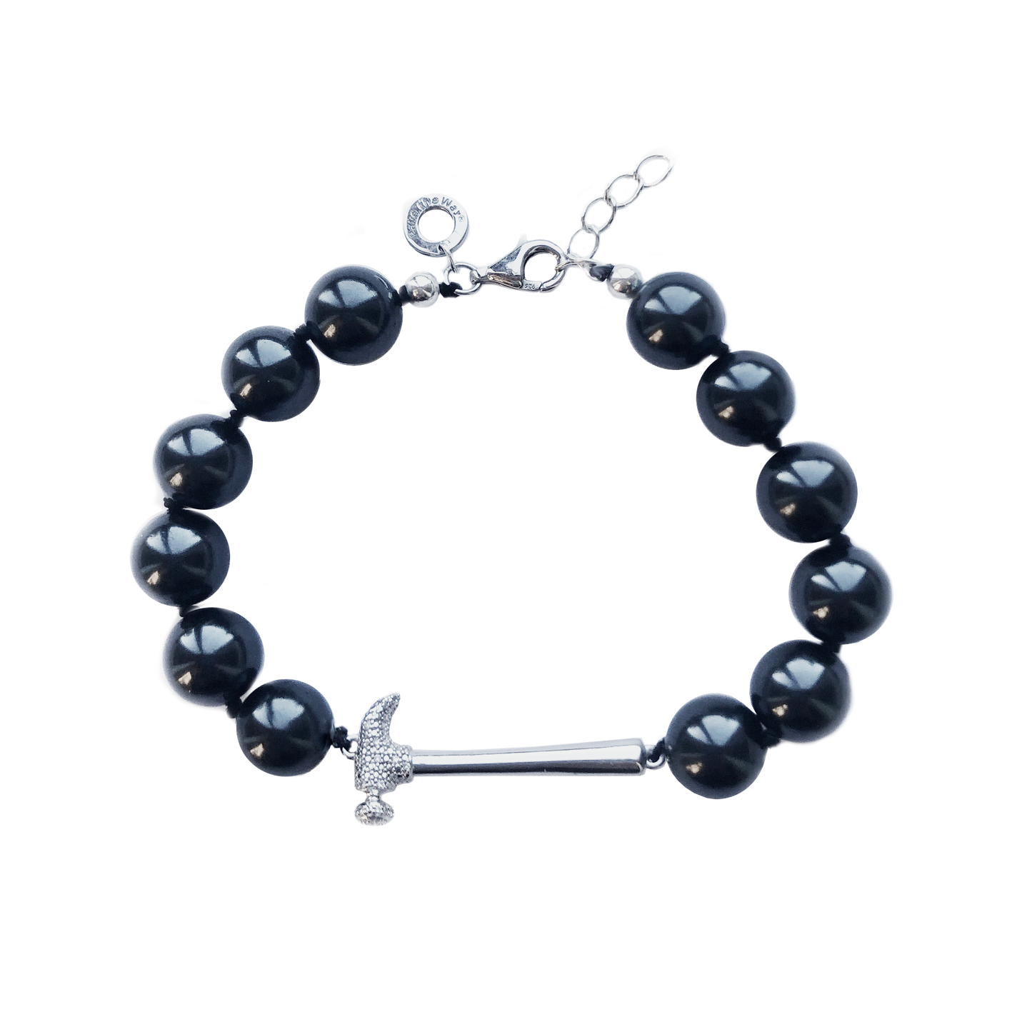 Black Pearl Hammer Home Your Message Bracelet